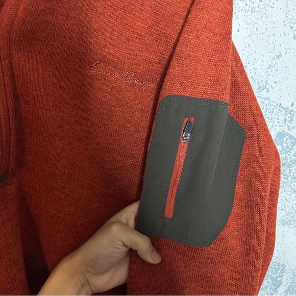 Eddie Bauer Orange Fleece Long Sleeve 1/2 Zip Pullover Sweater Mens Size XL - Picture 6 of 6